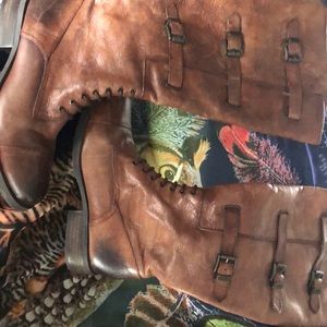 Vince Camuto knee high brown leather boots